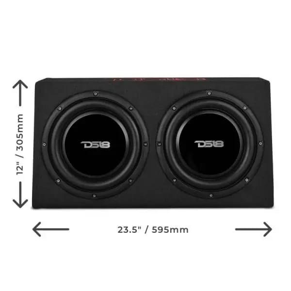 DS18 Dual 10in Shallow Enclosure w/ Subwoofer 350 Watts RMS Sealed Black Carpet Amplified thumbnail 9
