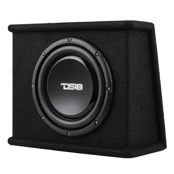 DS18 Single 10in Shallow Subwoofer and Enclosure 350 Watts RMS Amplified Sealed Black Carpet thumbnail 3