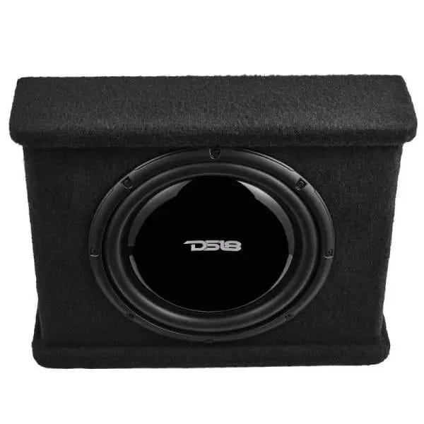 DS18 Single 12in Shallow Subwoofer and Enclosure 350 Watts RMS Sealed Black Carpet thumbnail 5