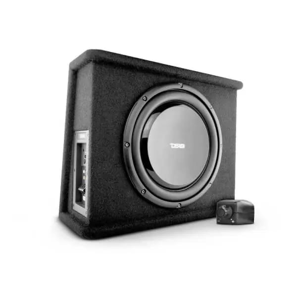 DS18 Single 10in Shallow Subwoofer and Enclosure 350 Watts RMS Amplified Sealed Black Carpet thumbnail 5