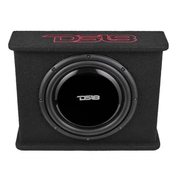 DS18 Single 12in Shallow Subwoofer and Enclosure 350 Watts RMS Amplified Sealed Black Carpet thumbnail 3