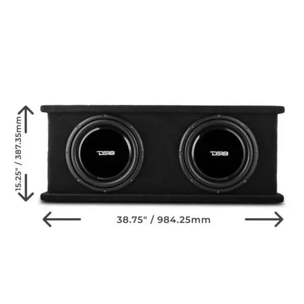 DS18 Dual 12in Shallow Subwoofer and Enclosure 700 Watts RMS Sealed Black Carpet thumbnail 7