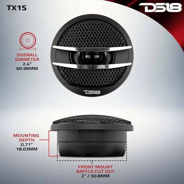 DS18 1.38in Dome Tweeters 25 Watts RMS 0.5in Pei Vc 4 ohm Silver thumbnail 3