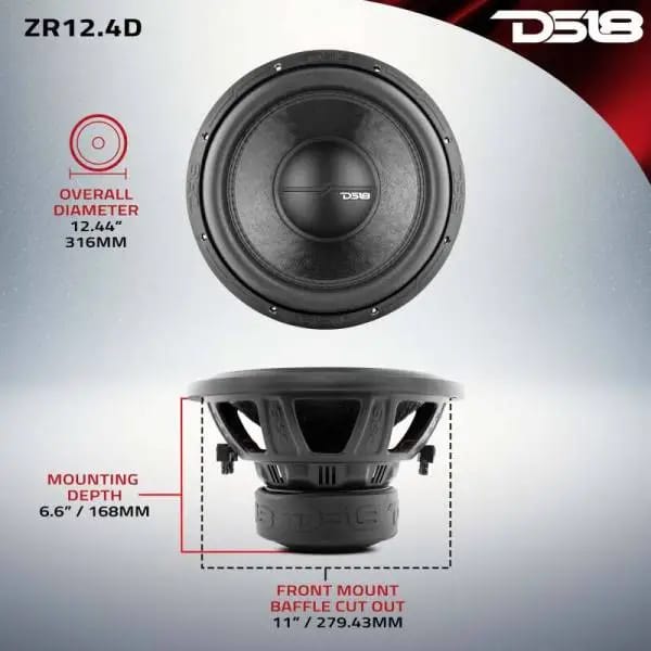 DS18 12in 750 Watts RMS 4 ohm DVC ZR Subwoofer thumbnail 3