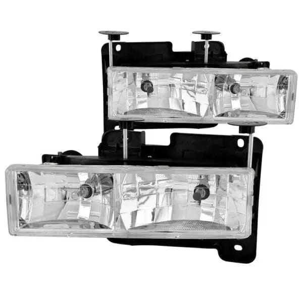 ANZO 1988-1998 Chevrolet C1500 Crystal Headlights Chrome thumbnail 2