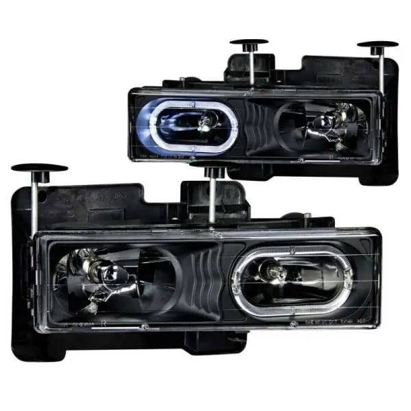 ANZO 1988-1998 Chevrolet C1500 Crystal Headlights Black w/ Halo thumbnail 2