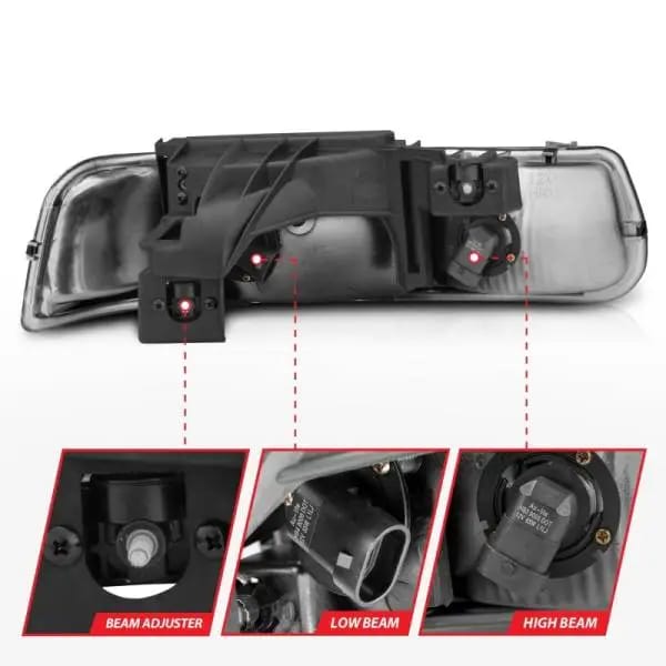 ANZO 1999-2002 Chevrolet Silverado 1500 Crystal Headlights Chrome thumbnail 7
