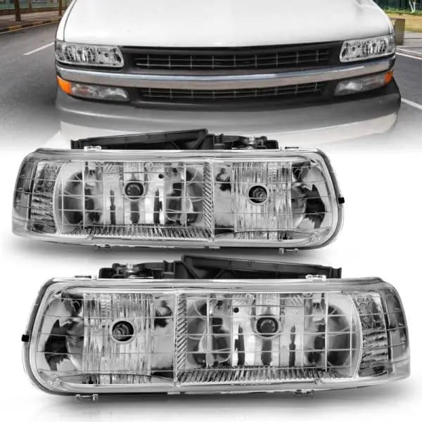 ANZO 1999-2002 Chevrolet Silverado 1500 Crystal Headlights Chrome thumbnail 9