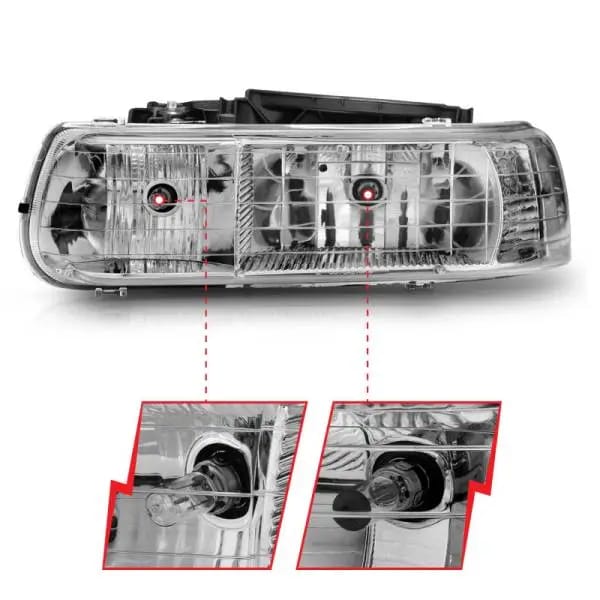 ANZO 1999-2002 Chevrolet Silverado 1500 Crystal Headlights Chrome thumbnail 11