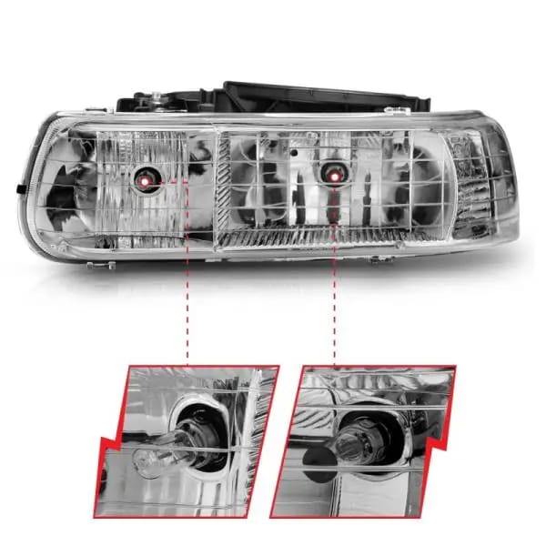ANZO 1999-2002 Chevrolet Silverado 1500 Crystal Headlights Chrome thumbnail 5