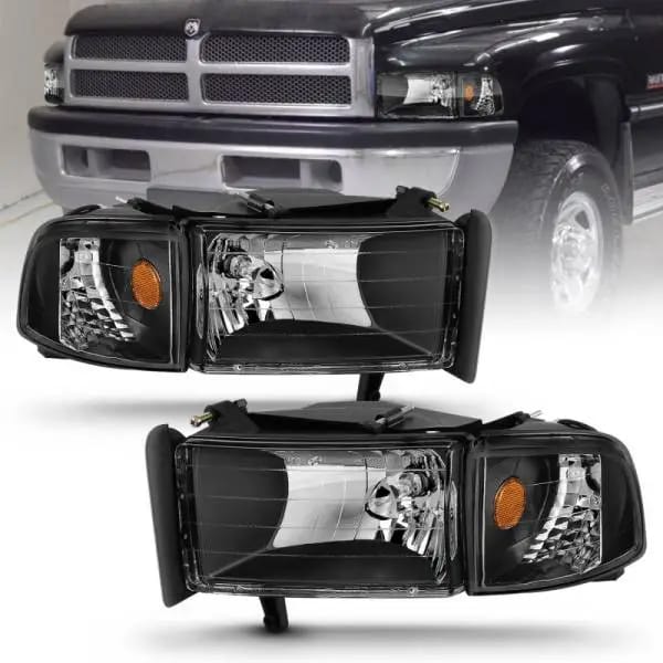ANZO 1994-2001 Dodge Ram Crystal Headlights Black thumbnail 6