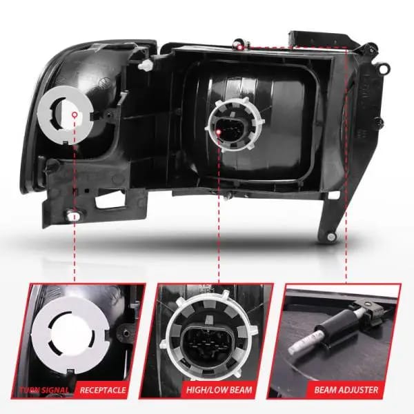 ANZO 1994-2001 Dodge Ram Crystal Headlights Black thumbnail 9