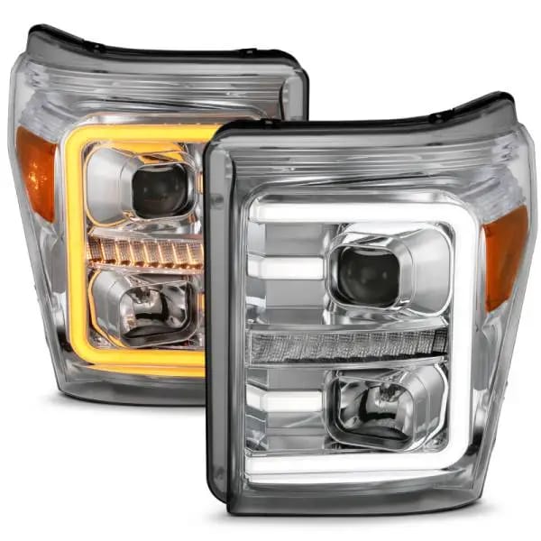 ANZO 11-16 Ford F-250/F-350/F-450 Projector Headlights w/ Plank Style Switchback Chrome w/Amber thumbnail 5