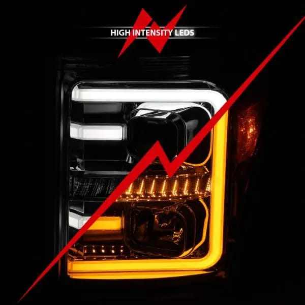 ANZO 11-16 Ford F-250/F-350/F-450 Projector Headlights w/ Plank Style Switchback Chrome w/Amber thumbnail 7