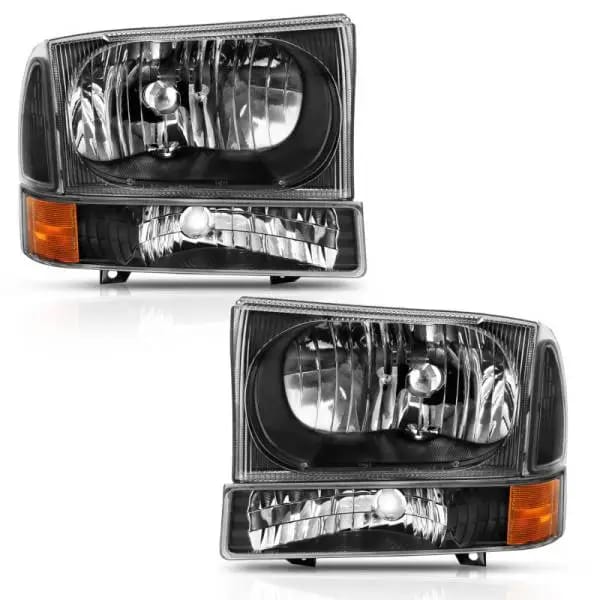 ANZO 2000-2004 Ford Excursion Crystal Headlight w/ Corner Light Black Amber (w/o Bulb) thumbnail 3