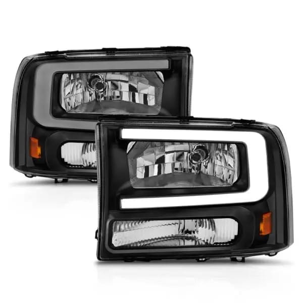 ANZO 99-04 Ford F250/F350/F450/Excursion (excl. 99) Crystal Headlights - w/ Light Bar Black Housing thumbnail 8