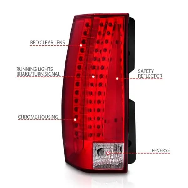 ANZO 2007-2014 Chevrolet Suburban LED Taillights Red/Clear - Escalade Look thumbnail 6
