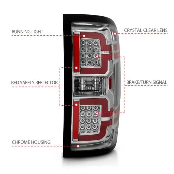 ANZO 2014-2018 Chevy Silverado 1500 LED Taillights Chrome thumbnail 4