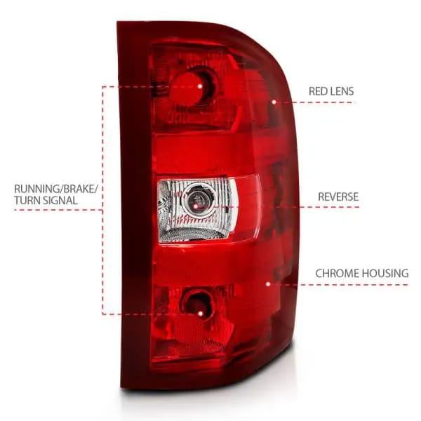 ANZO 2007-2013 Chevy Silverado Taillight Red/Clear Lens (OE Replacement) thumbnail 4