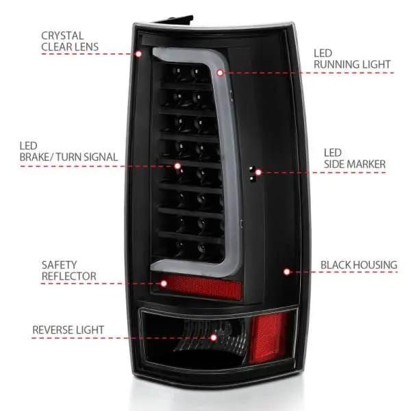 ANZO 2007-2014 Chevy Tahoe LED Taillight Plank Style Black w/Clear Lens thumbnail 8