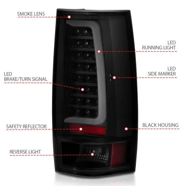 ANZO 2007-2014 Chevy Tahoe LED Taillight Plank Style Black w/Smoke Lens thumbnail 7