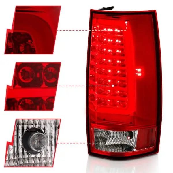 ANZO 2007-2014 Chevy Tahoe LED Taillight Plank Style Chrome With Red/Clear Lens thumbnail 4