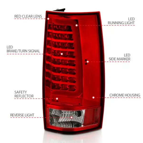 ANZO 2007-2014 Chevy Tahoe LED Taillight Plank Style Chrome With Red/Clear Lens thumbnail 12