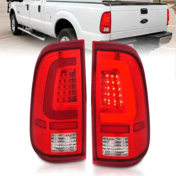 ANZO 2008-2016 Ford F-250 LED Taillights Chrome Housing Red/Clear Lens (Pair) thumbnail 2