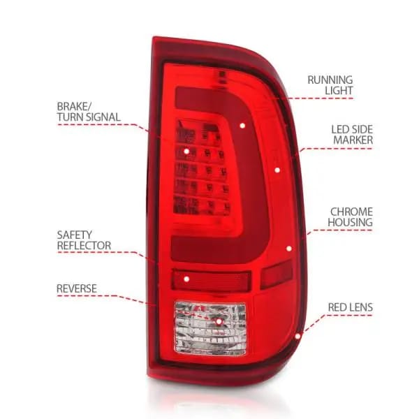 ANZO 2008-2016 Ford F-250 LED Taillights Chrome Housing Red/Clear Lens (Pair) thumbnail 10