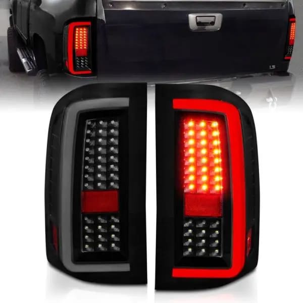 ANZO 2007-2013 Chevrolet Silverado1500/ 2500/ 3500 LED Tail Lights w/ Light Bar Black Housing Smoke thumbnail 2