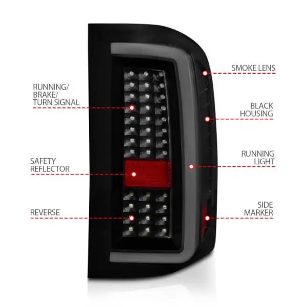 ANZO 2007-2013 Chevrolet Silverado1500/ 2500/ 3500 LED Tail Lights w/ Light Bar Black Housing Smoke thumbnail 11