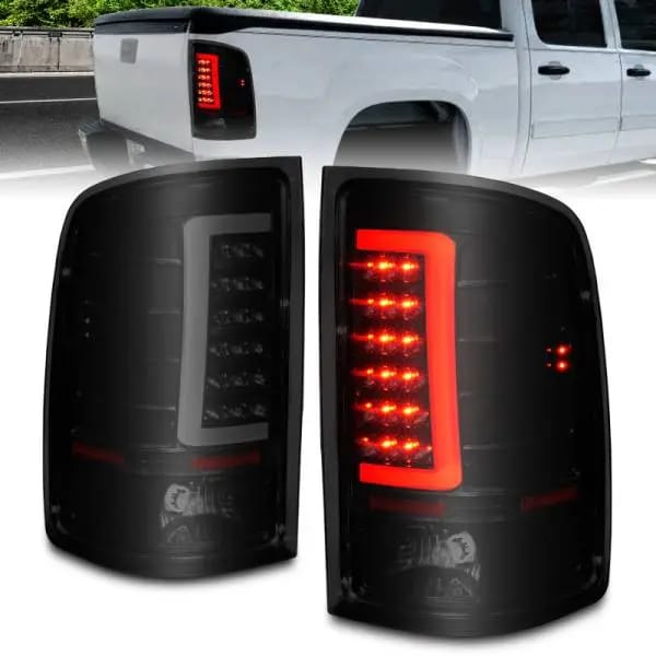 ANZO 2007-2013 GMC Sierra LED Tail Lights w/ Light Bar Black Housing Smoke Lens thumbnail 2