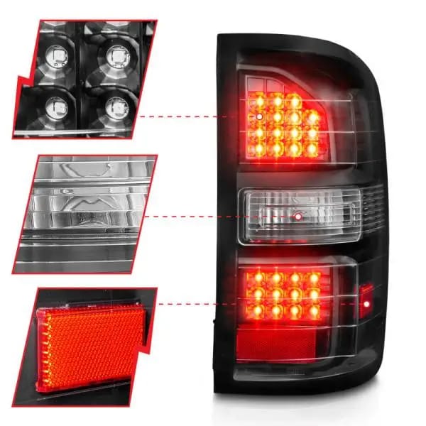 ANZO 2014-2018 GMC Sierra LED Tail Lights Black Housing Clear Lens thumbnail 4