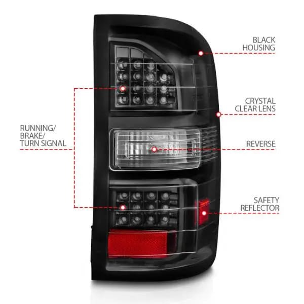 ANZO 2014-2018 GMC Sierra LED Tail Lights Black Housing Clear Lens thumbnail 8
