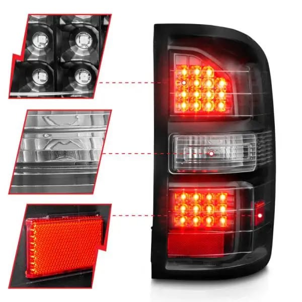ANZO 2014-2018 GMC Sierra LED Tail Lights Black Housing Clear Lens thumbnail 10