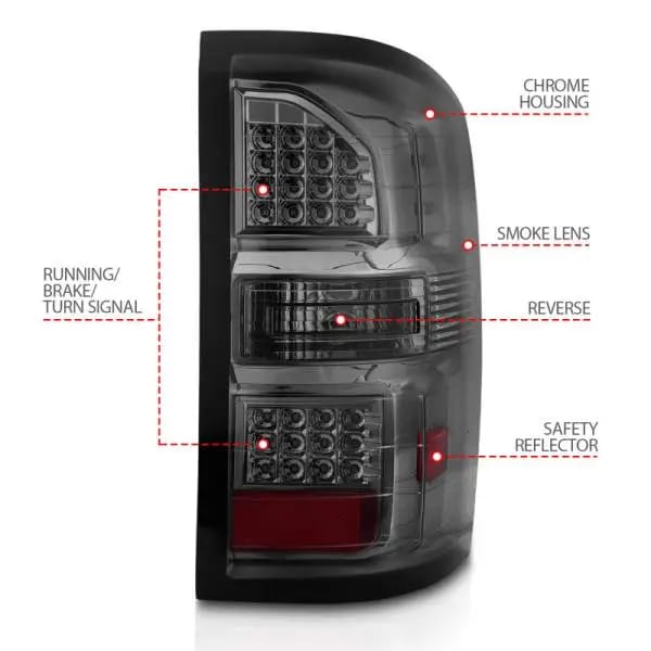 ANZO 2014-2018 GMC Sierra LED Tail Lights Black Housing Smoke Lens thumbnail 11
