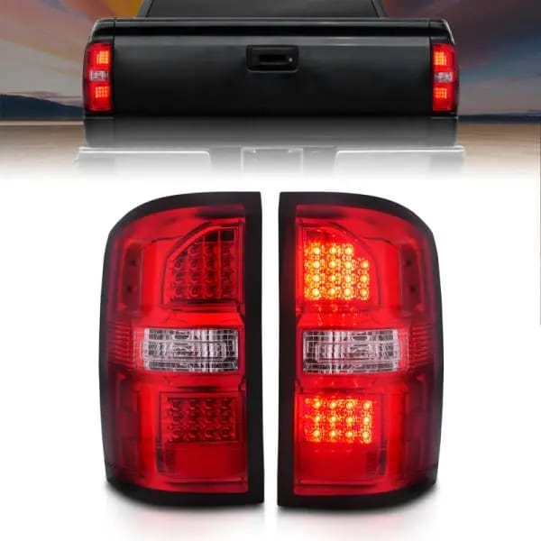 ANZO 2014-2018 GMC Sierra LED Tail Lights Black Housing Red/Clear Lens thumbnail 2