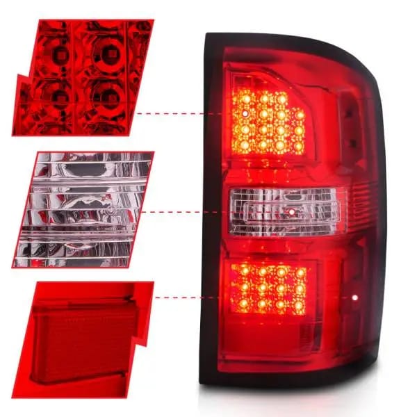 ANZO 2014-2018 GMC Sierra LED Tail Lights Black Housing Red/Clear Lens thumbnail 4