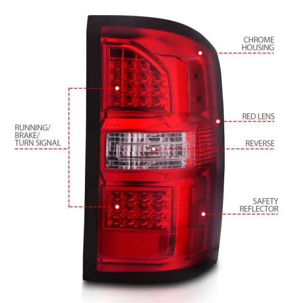 ANZO 2014-2018 GMC Sierra LED Tail Lights Black Housing Red/Clear Lens thumbnail 8