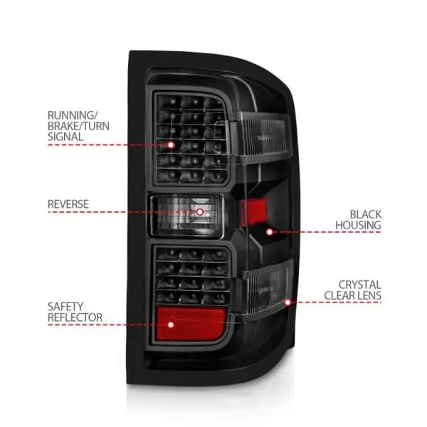 ANZO 15-19 Chevy Silverado 2500HD/3500HD (Factory Halogen Only) LED Tail Lights Black w/Clear Lens thumbnail 7