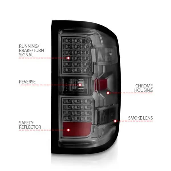 ANZO 15-19 Chevy Silverado 2500HD/3500HD (Factory Halogen Only) LED Tail Lights Smoke w/Clear Lens thumbnail 7