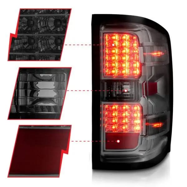 ANZO 15-19 Chevy Silverado 2500HD/3500HD (Factory Halogen Only) LED Tail Lights Smoke w/Clear Lens thumbnail 9