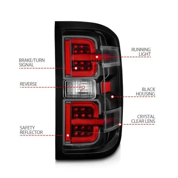 ANZO 15-19 Chevy Silverado 2500HD/3500HD (Halgn Only) LED Tail Lights w/Black Light Bar & Clear Lens thumbnail 7