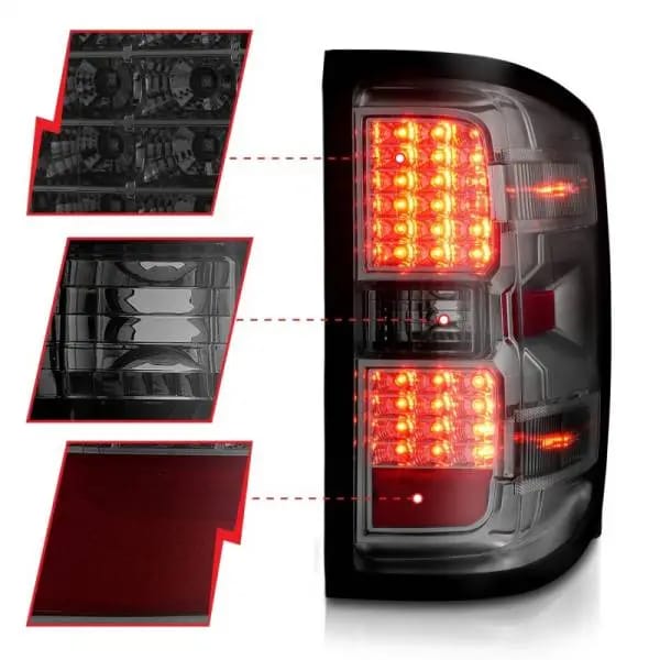 ANZO 15-19 Chevy Silverado 2500HD/3500HD (Halgn Only) LED Tail Lights w/Smoke Light Bar & Clear Lens thumbnail 4