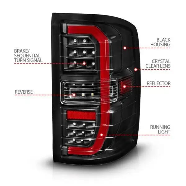 ANZO 14-18 GMC Sierra 1500 Full LED Taillights Black Housing Clear Lens (w/C Light Bars) thumbnail 5