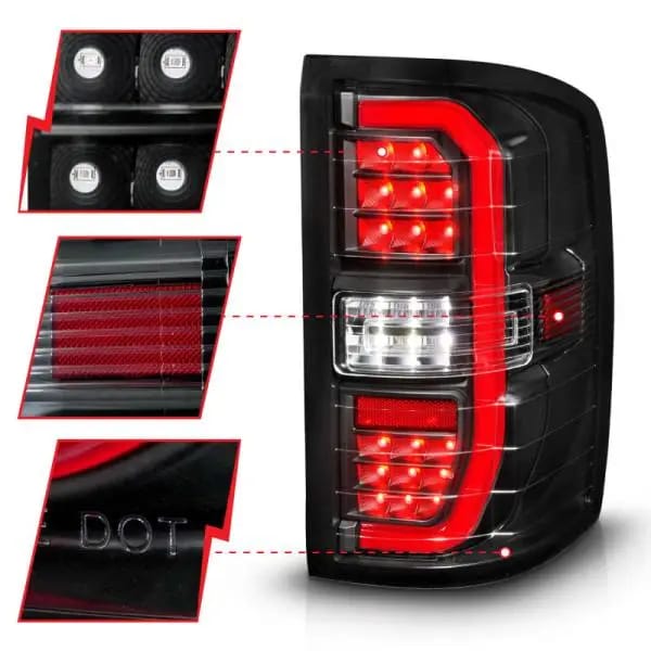 ANZO 14-18 GMC Sierra 1500 Full LED Taillights Black Housing Clear Lens (w/C Light Bars) thumbnail 9