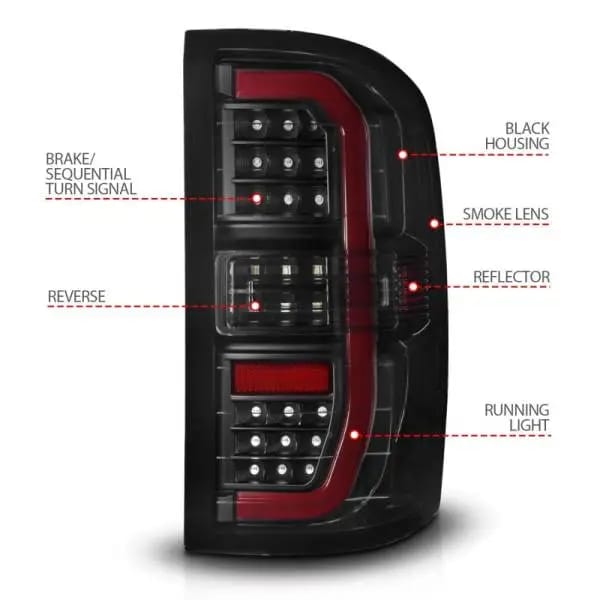 ANZO 14-18 GMC Sierra 1500 Full LED Taillights Black Housing Smoke Lens (w/C Light Bars) thumbnail 5