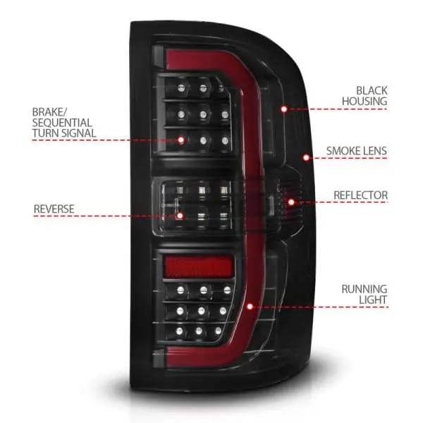 ANZO 14-18 GMC Sierra 1500 Full LED Taillights Black Housing Smoke Lens (w/C Light Bars) thumbnail 10