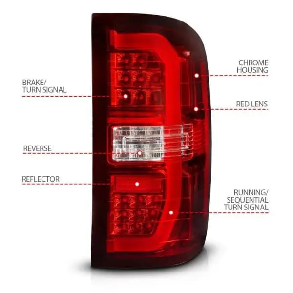 ANZO 14-18 GMC Sierra 1500 LED Taillights Red/Clear thumbnail 5