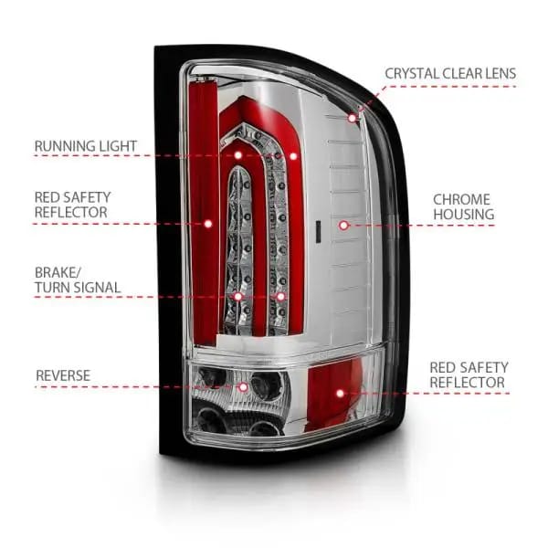 ANZO 2007-2013 Chevrolet Silverado 1500 LED Taillights Chrome thumbnail 4